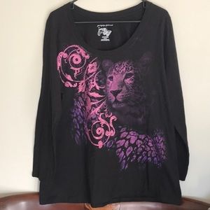 Metallic pink on black, and the face of a tiger!